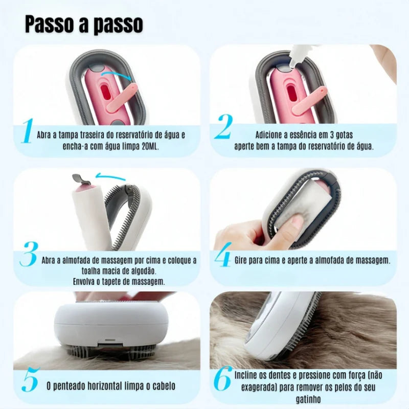 Pente de Silicone para Higiene Pet – Escova Removedora de Pelos para Gatos e Cães